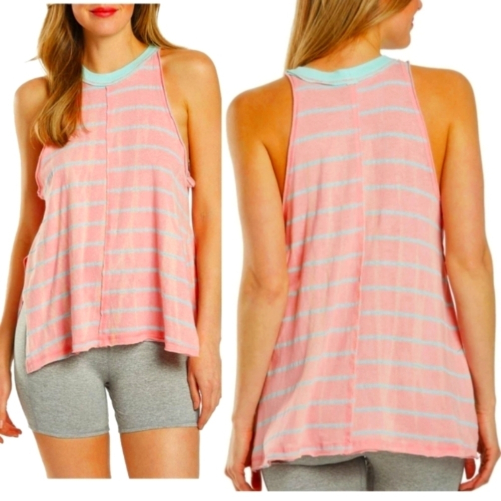 FP Movement Faded Pink Striped Tank Top Size M NWT